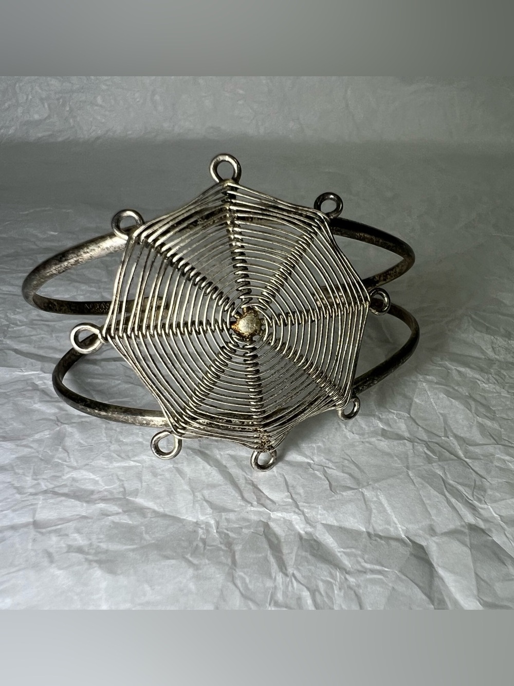 alpaca silver spider web bracelet